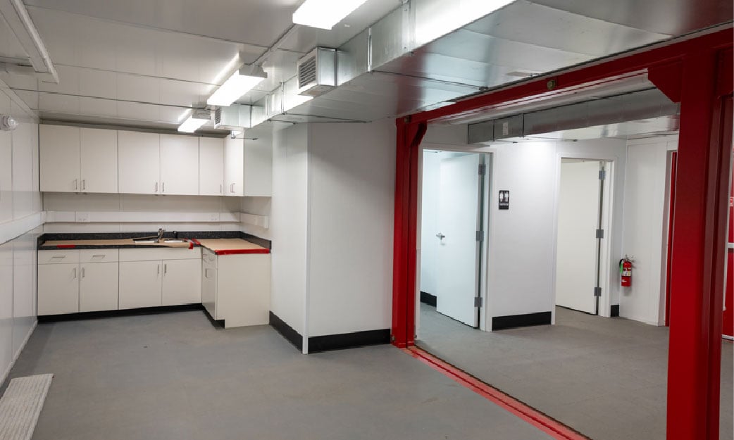 Interior workspace of a custom RedGuard modular building for an industrial facility