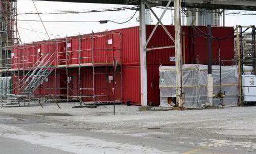 stacked blast resistant modules onsite